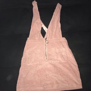 Pink corduroy overall skirt